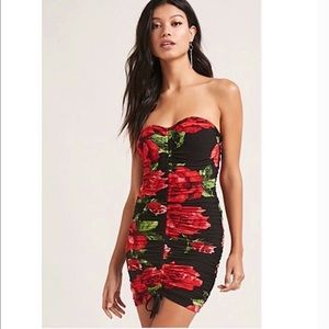 Forever 21 Ruched Floral Mini Dress